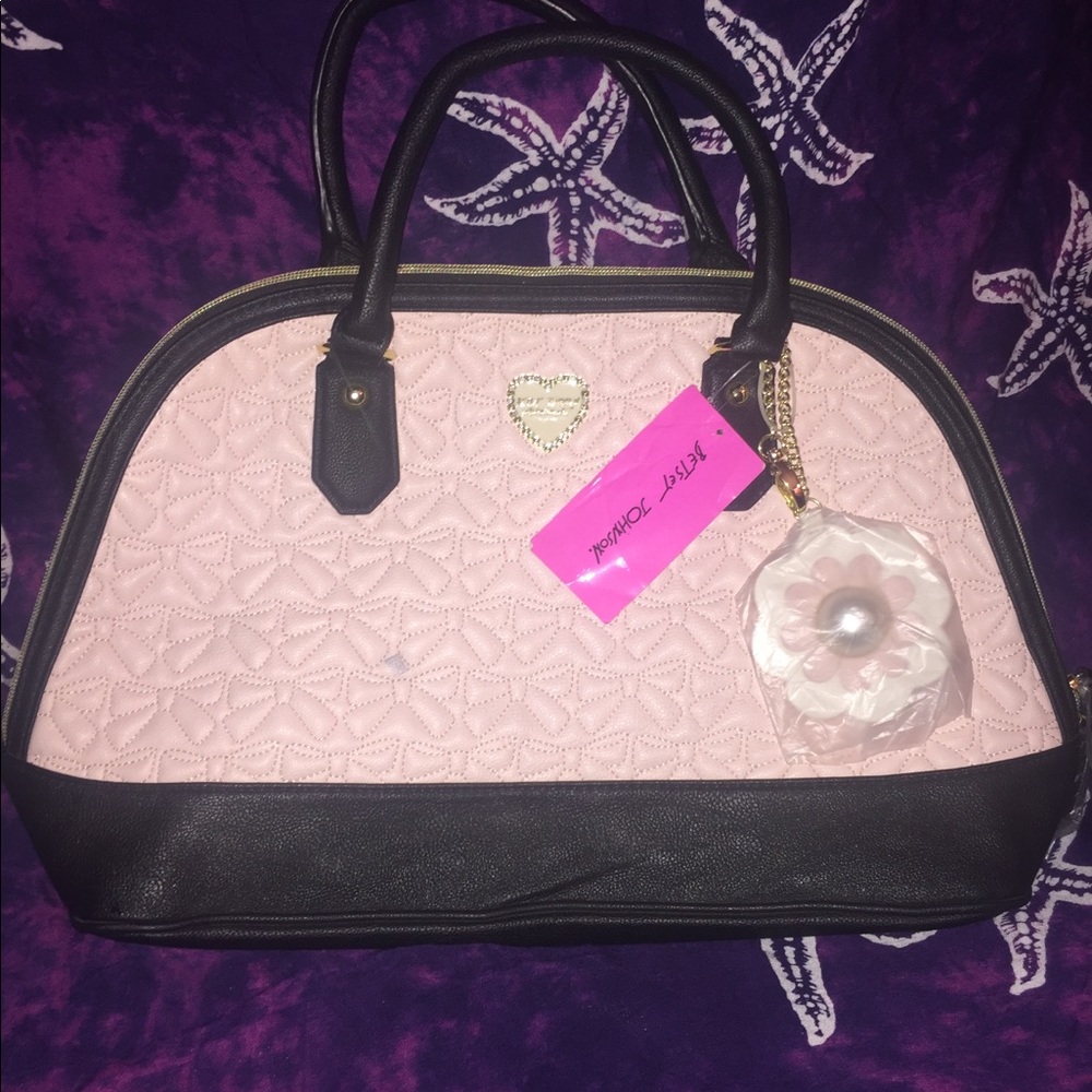 New Betsey Johnson light pink bow purse and duster
